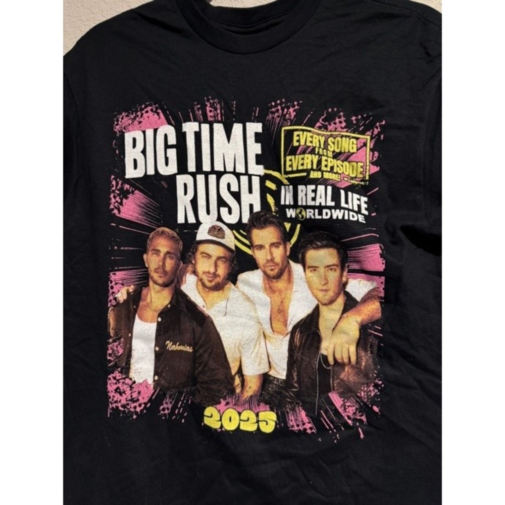 Big Time Rush 2023 Tour Shirt Black Can't Get Enough Worldwide Tour TEE‎ sz L - Picture 4 of 4